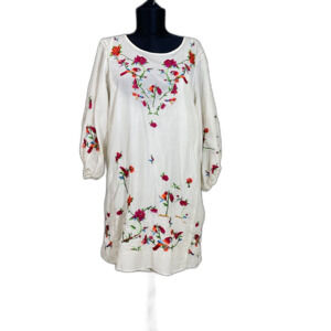 Zara Dress S Oversized Blogger Favorite Puff Sleeves All Over Embroidered Shift